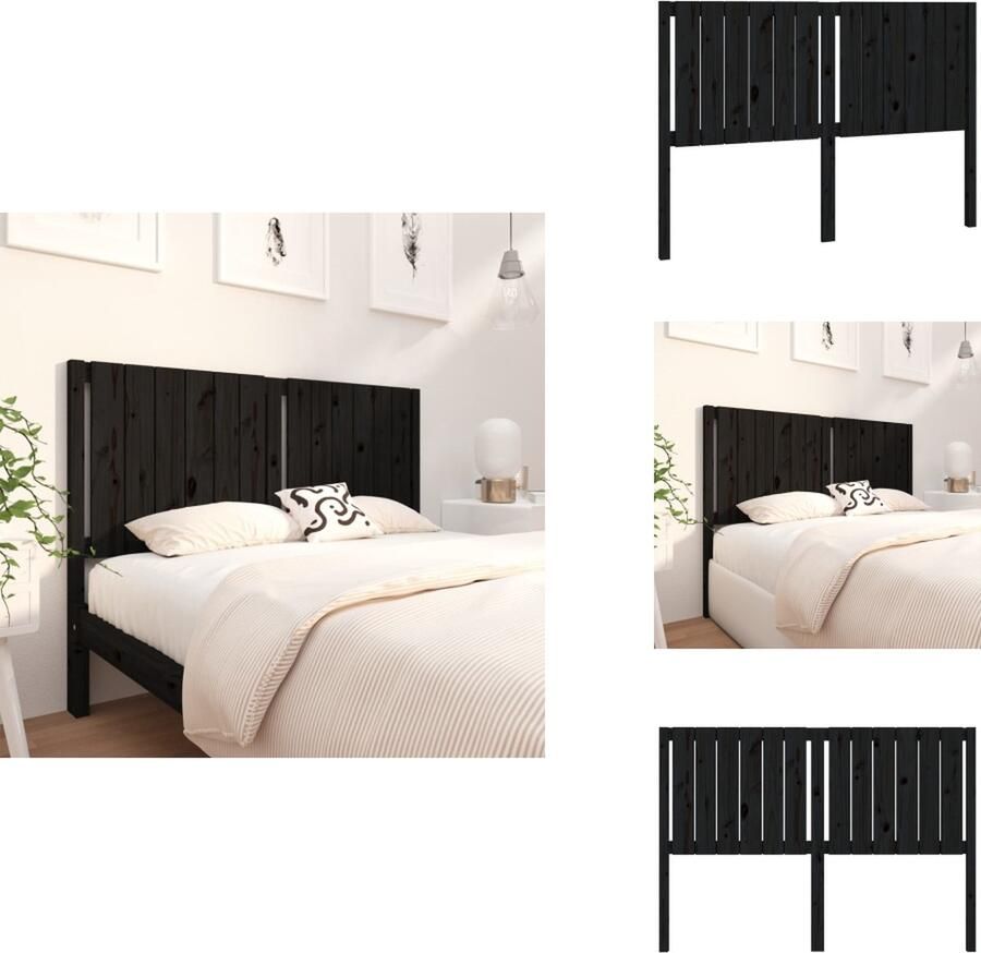 VidaXL Hoofdbord Hoofdborden Hoofdeinde Houten Hoofdbord 145-5x4x100 cm massief grenenhout zwart