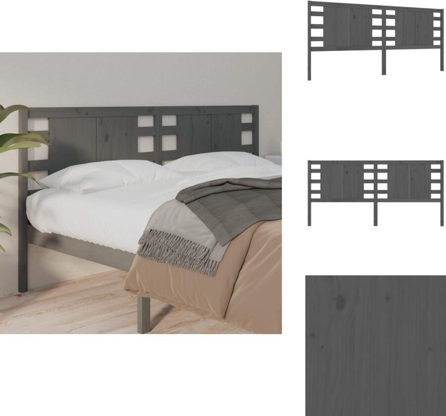VidaXL Hoofdbord Hoofdborden Hoofdeinde Houten Hoofdbord 146x4x100 cm massief grenenhout grijs