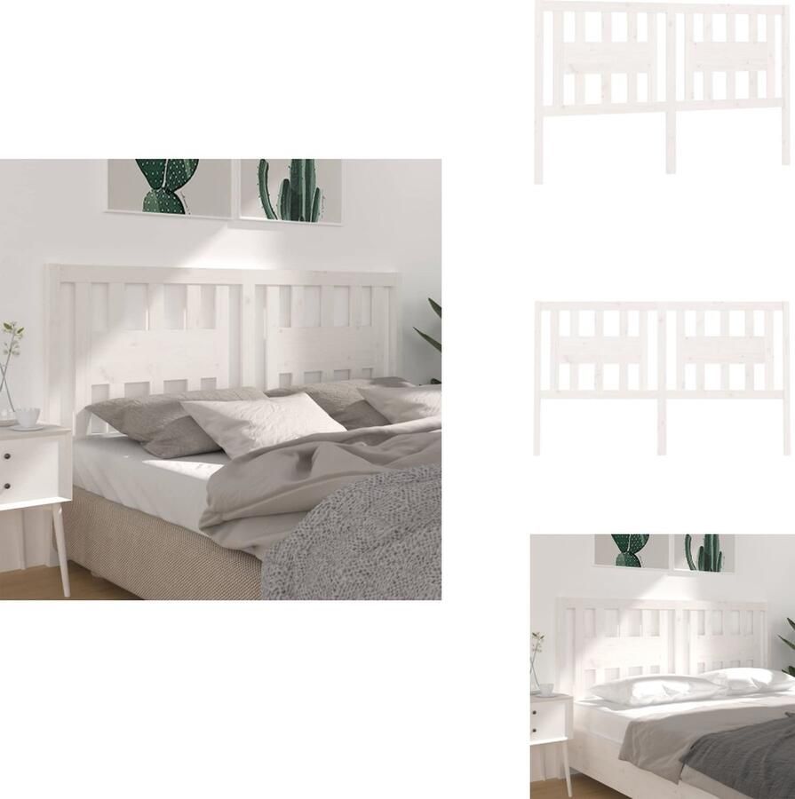 VidaXL Hoofdbord Hoofdborden Hoofdeinde Houten Hoofdbord 146x4x100 cm massief grenenhout wit