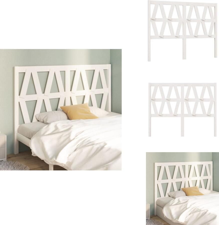 VidaXL Hoofdbord Hoofdborden Hoofdeinde Houten Hoofdbord 146x4x100 cm massief grenenhout wit