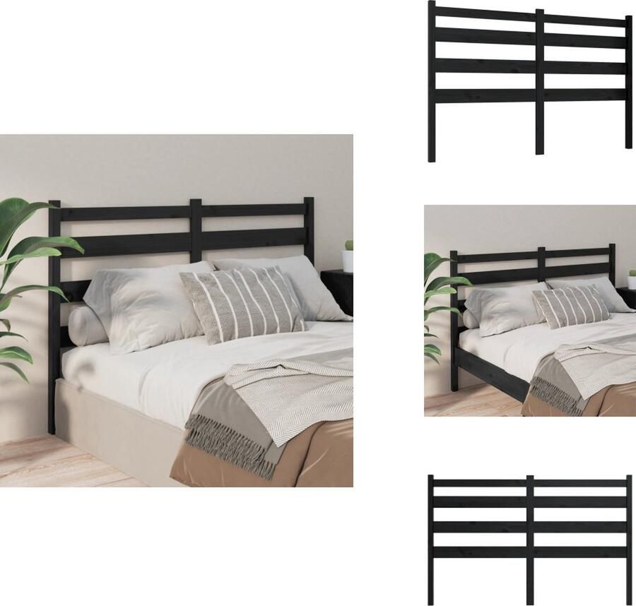 VidaXL Houten Hoofdeinde Trendy Design Hoofdbord voor Bedframe 146x4x100 cm Zwart Bedonderdeel