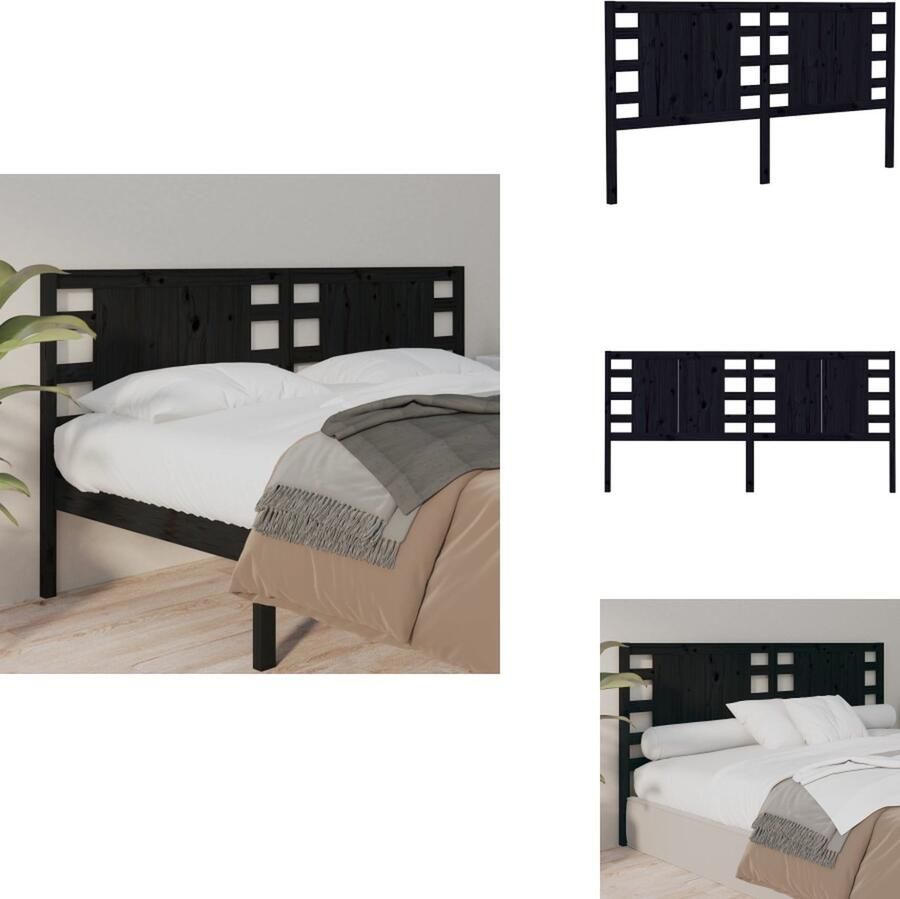 VidaXL Hoofdbord Hoofdborden Hoofdeinde Houten Hoofdbord 146x4x100 cm massief grenenhout zwart
