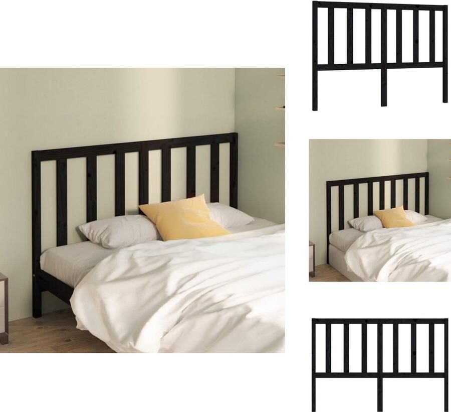 VidaXL Hoofdbord Hoofdborden Hoofdeinde Houten Hoofdbord 141x4x100 cm massief grenenhout zwart