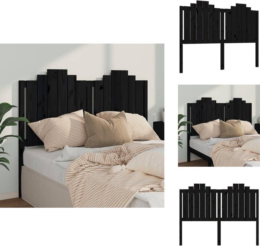 VidaXL Hoofdbord Hoofdborden Hoofdeinde Houten Hoofdbord 146x4x110 cm massief grenenhout zwart
