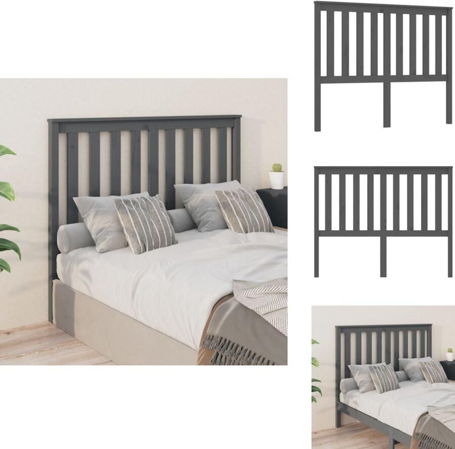 VidaXL Hoofdbord Hoofdborden Hoofdeinde Houten Hoofdbord 146x6x101 cm massief grenenhout grijs