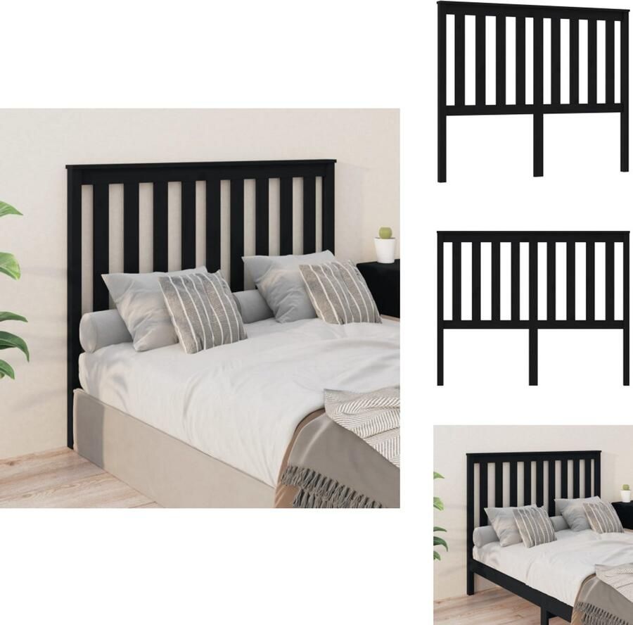 VidaXL Hoofdbord Hoofdborden Hoofdeinde Houten Hoofdbord 146x6x101 cm massief grenenhout zwart