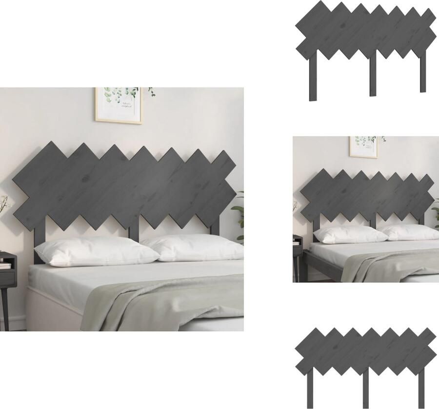 VidaXL Hoofdbord Hoofdborden Hoofdeinde Houten Hoofdbord 151-5x3x81 cm massief grenenhout grijs
