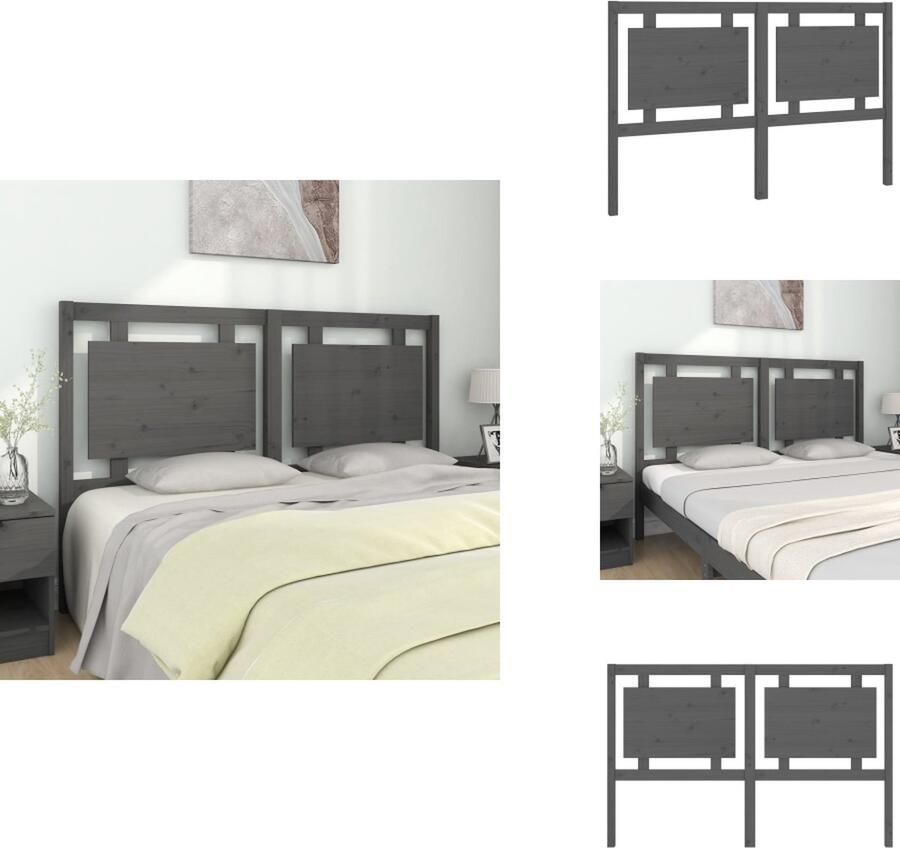 VidaXL Hoofdbord Hoofdborden Hoofdeinde Houten Hoofdbord 155 5x4x100 cm massief grenenhout grijs