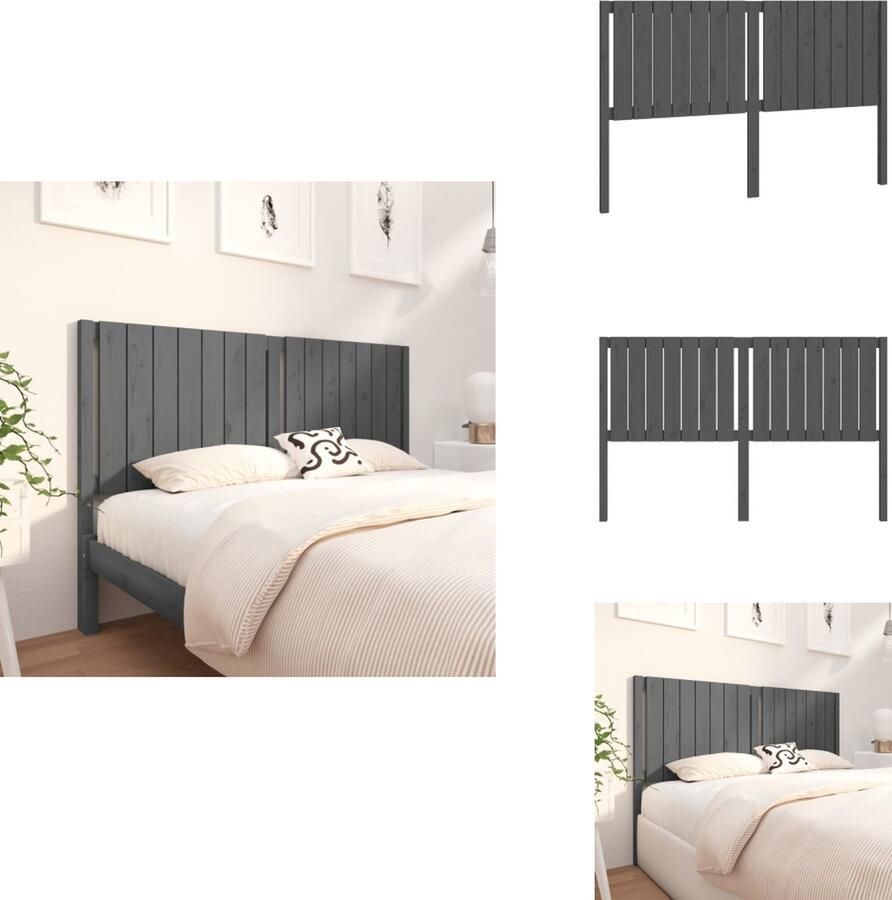 VidaXL Hoofdbord Hoofdborden Hoofdeinde Houten Hoofdbord 155-5x4x100 cm massief grenenhout grijs