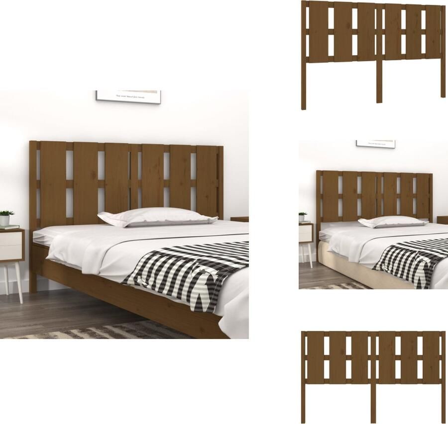 VidaXL Hoofdbord Hoofdborden Hoofdeinde Houten Hoofdbord 155-5x4x100 cm massief grenenhout honingbruin - Foto 5