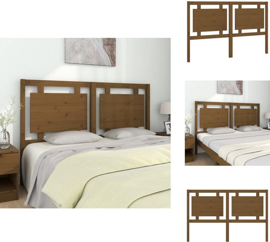VidaXL Hoofdbord Hoofdborden Hoofdeinde Houten Hoofdbord 155-5x4x100 cm massief grenenhout honingbruin - Foto 4