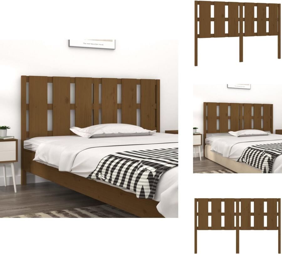VidaXL Hoofdbord Hoofdborden Hoofdeinde Houten Hoofdbord 155-5x4x100 cm massief grenenhout honingbruin - Foto 3