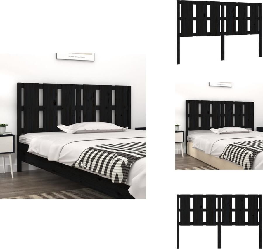 VidaXL Hoofdbord Hoofdborden Hoofdeinde Houten Hoofdbord 155-5x4x100 cm massief grenenhout zwart - Foto 3