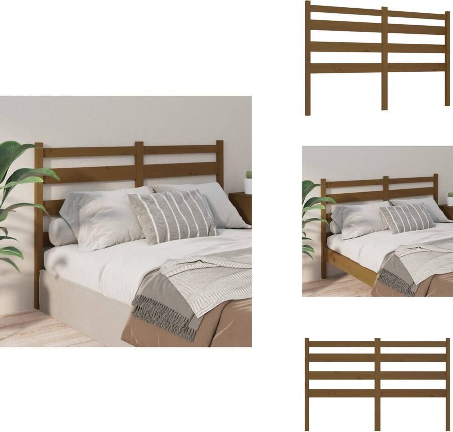 VidaXL Hoofdbord Hoofdborden Hoofdeinde Houten Hoofdbord 156x4x100 cm massief grenenhout honingbruin - Foto 3