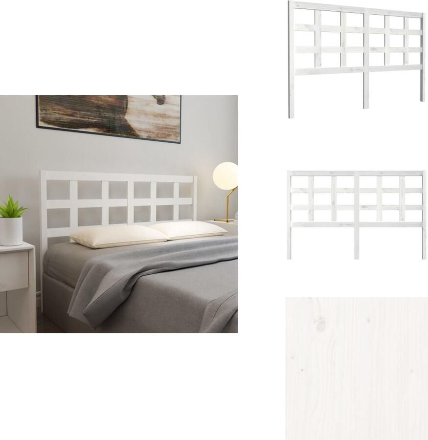 VidaXL Hoofdbord Hoofdborden Hoofdeinde Houten Hoofdbord 156x4x100 cm massief grenenhout wit