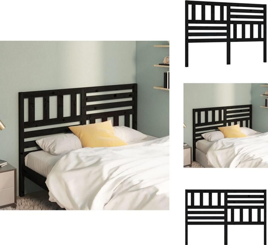 VidaXL Hoofdbord Hoofdborden Hoofdeinde Houten Hoofdbord 141x4x100 cm massief grenenhout zwart