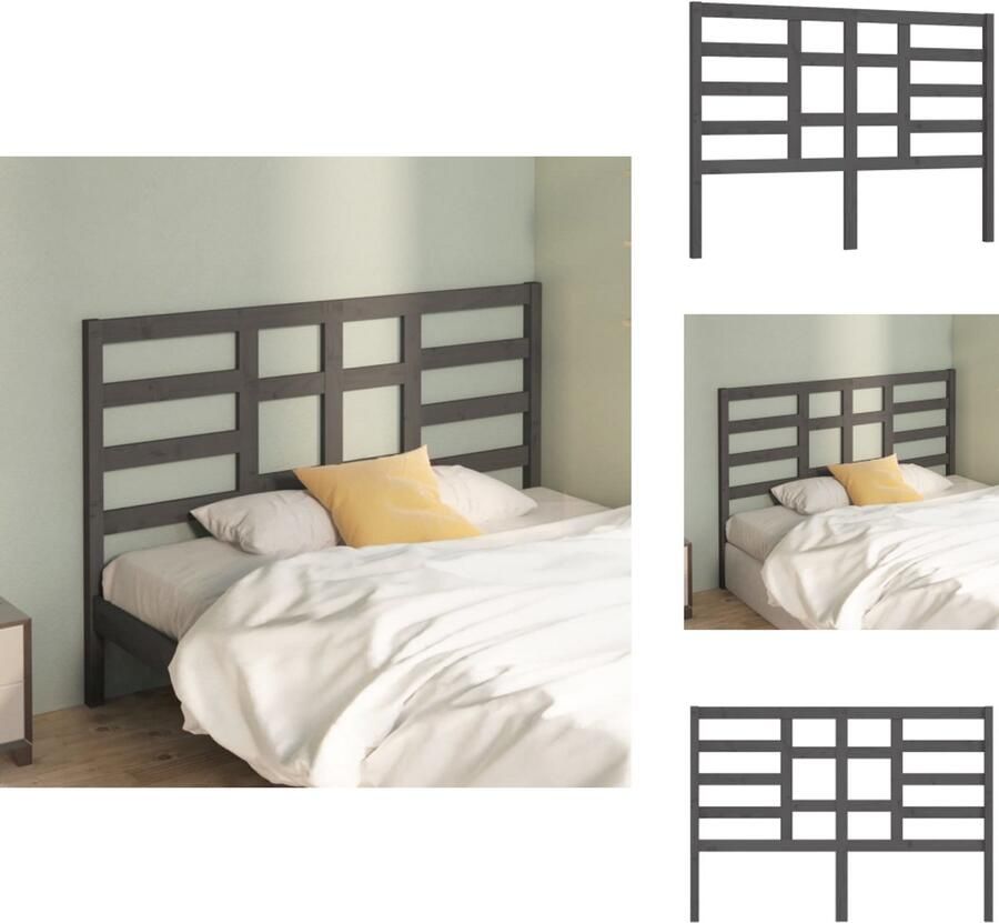 VidaXL Hoofdbord Hoofdborden Hoofdeinde Houten Hoofdbord 156x4x104 cm massief grenenhout grijs
