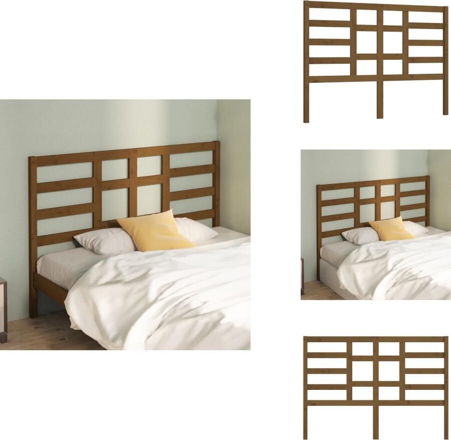 VidaXL Hoofdbord Hoofdborden Hoofdeinde Houten Hoofdbord 156x4x104 cm massief grenenhout honingbruin - Foto 2