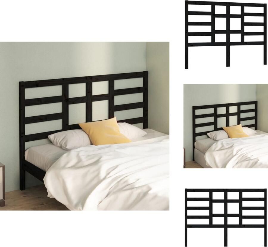 VidaXL Hoofdbord Hoofdborden Hoofdeinde Houten Hoofdbord 156x4x104 cm massief grenenhout zwart