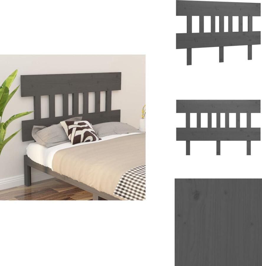 VidaXL Hoofdbord Hoofdborden Hoofdeinde Houten Hoofdbord 163-5x3x81 cm massief grenenhout grijs