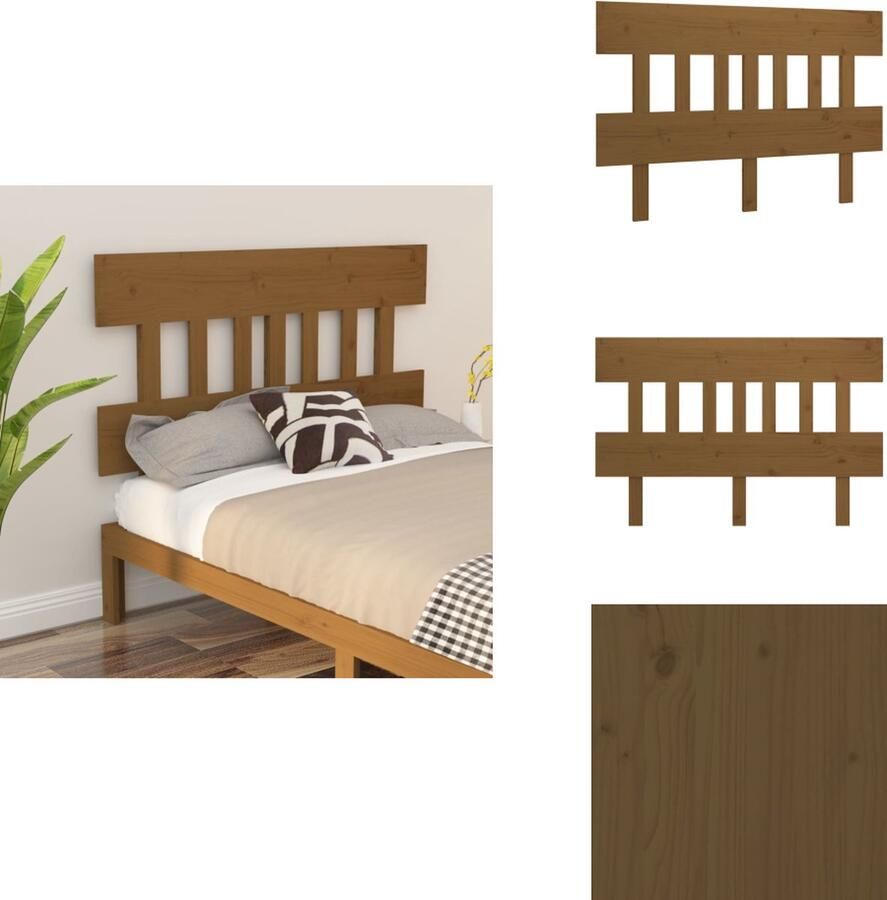VidaXL Houten Hoofdeinde Klassiek Hoofdbord Afmetingen- 123.5 x 3 x 81 cm Kleur- Honingbruin Bedonderdeel
