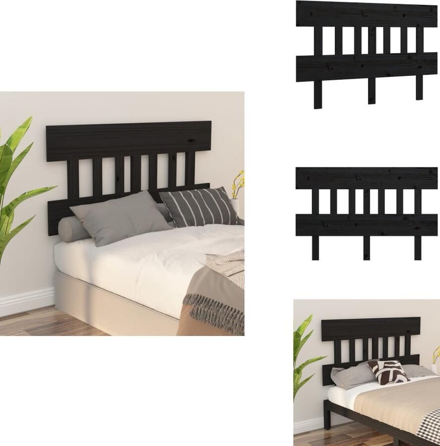 VidaXL Hoofdbord Hoofdborden Hoofdeinde Houten Hoofdbord 163 5x3x81 cm massief grenenhout zwart