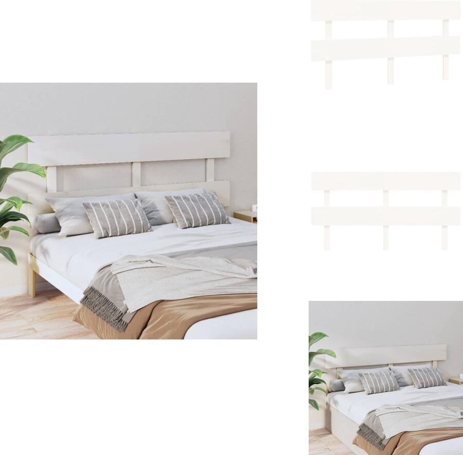 VidaXL Hoofdbord Hoofdborden Hoofdeinde Houten Hoofdbord 164x3x81 cm massief grenenhout wit