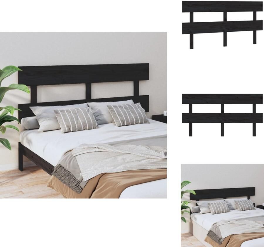 VidaXL Hoofdbord Hoofdborden Hoofdeinde Houten Hoofdbord 164x3x81 cm massief grenenhout zwart