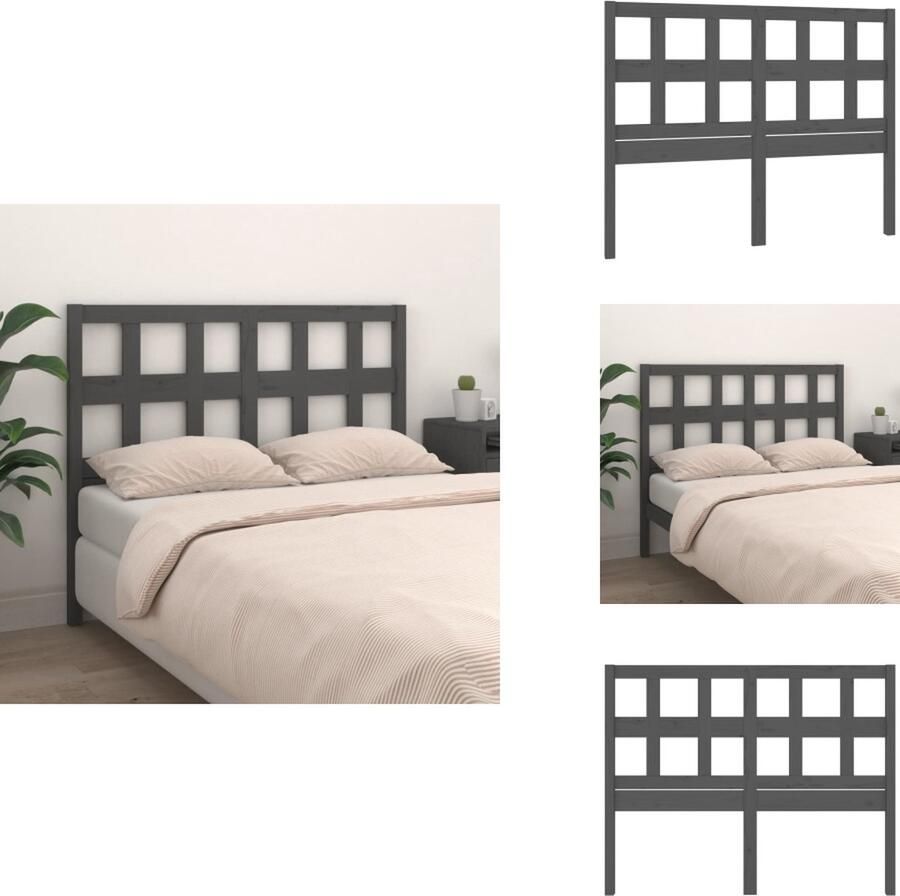 VidaXL Hoofdbord Hoofdborden Hoofdeinde Houten Hoofdbord 165 5x4x100 cm massief grenenhout grijs - Foto 2