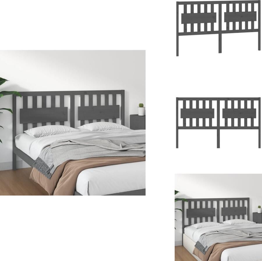 VidaXL Hoofdbord Hoofdborden Hoofdeinde Houten Hoofdbord 155 5x4x100 cm massief grenenhout grijs