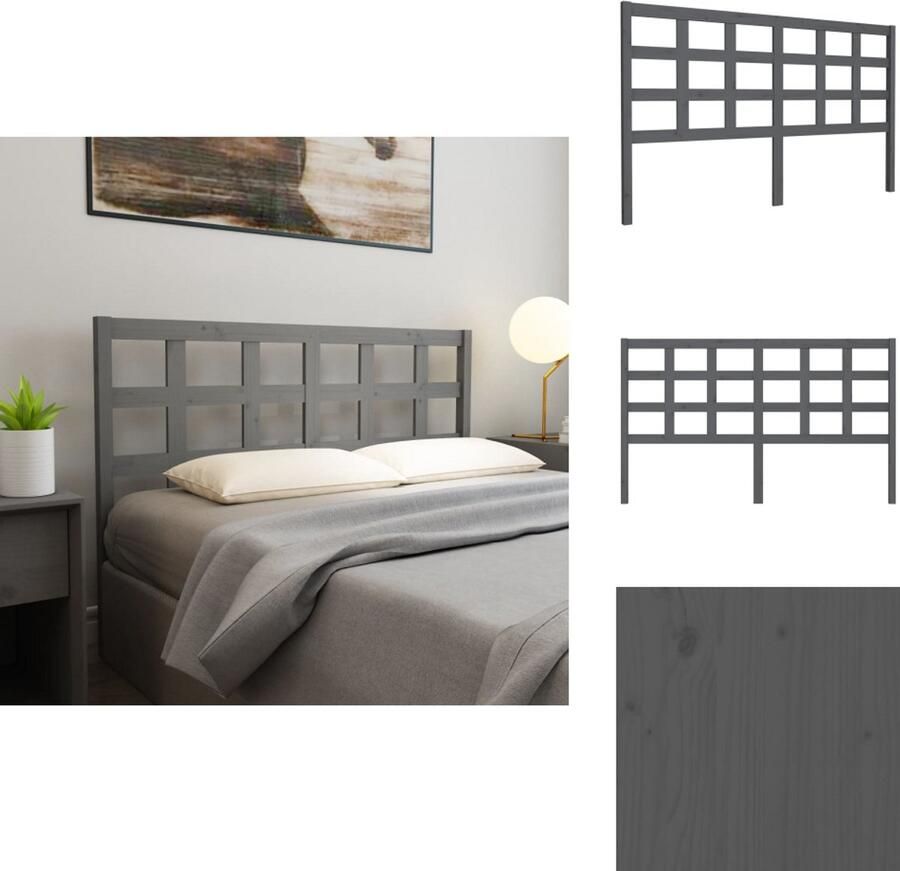 VidaXL Hoofdbord Hoofdborden Hoofdeinde Houten Hoofdbord 165 5x4x100 cm massief grenenhout grijs