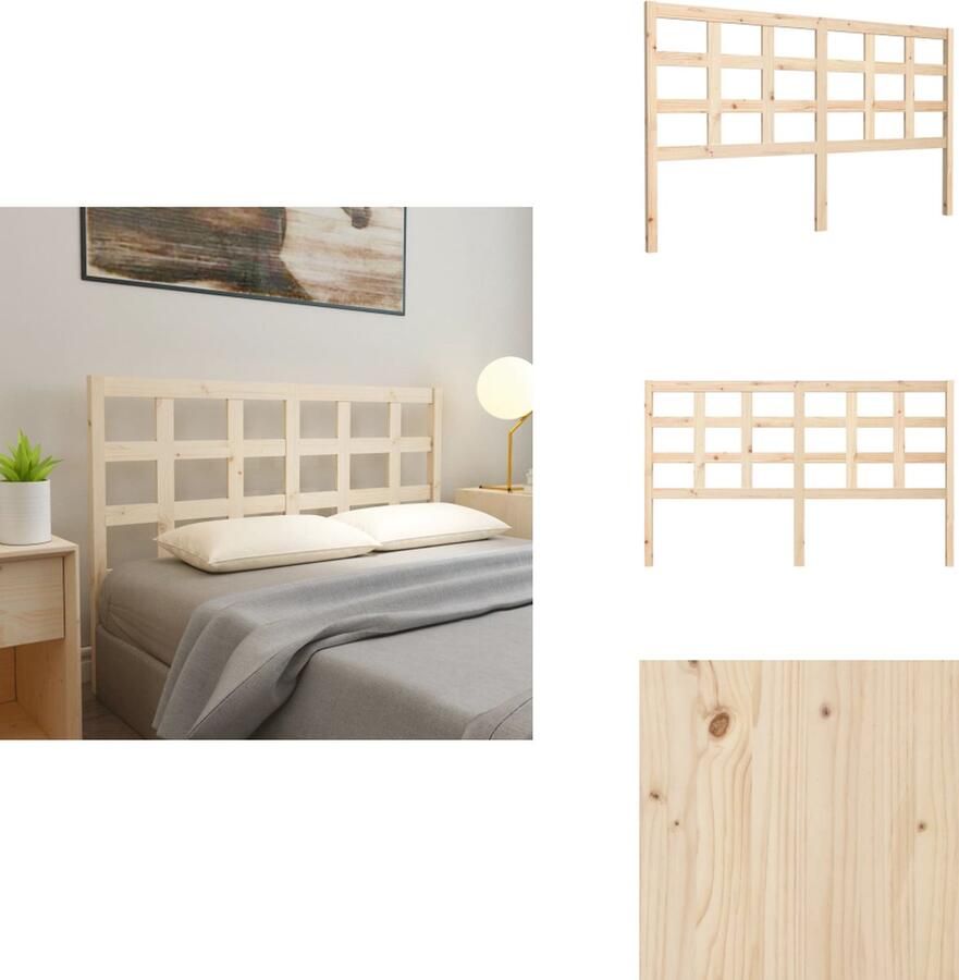 VidaXL Hoofdbord Hoofdborden Hoofdeinde Houten Hoofdbord 165-5x4x100 cm massief grenenhout - Foto 2