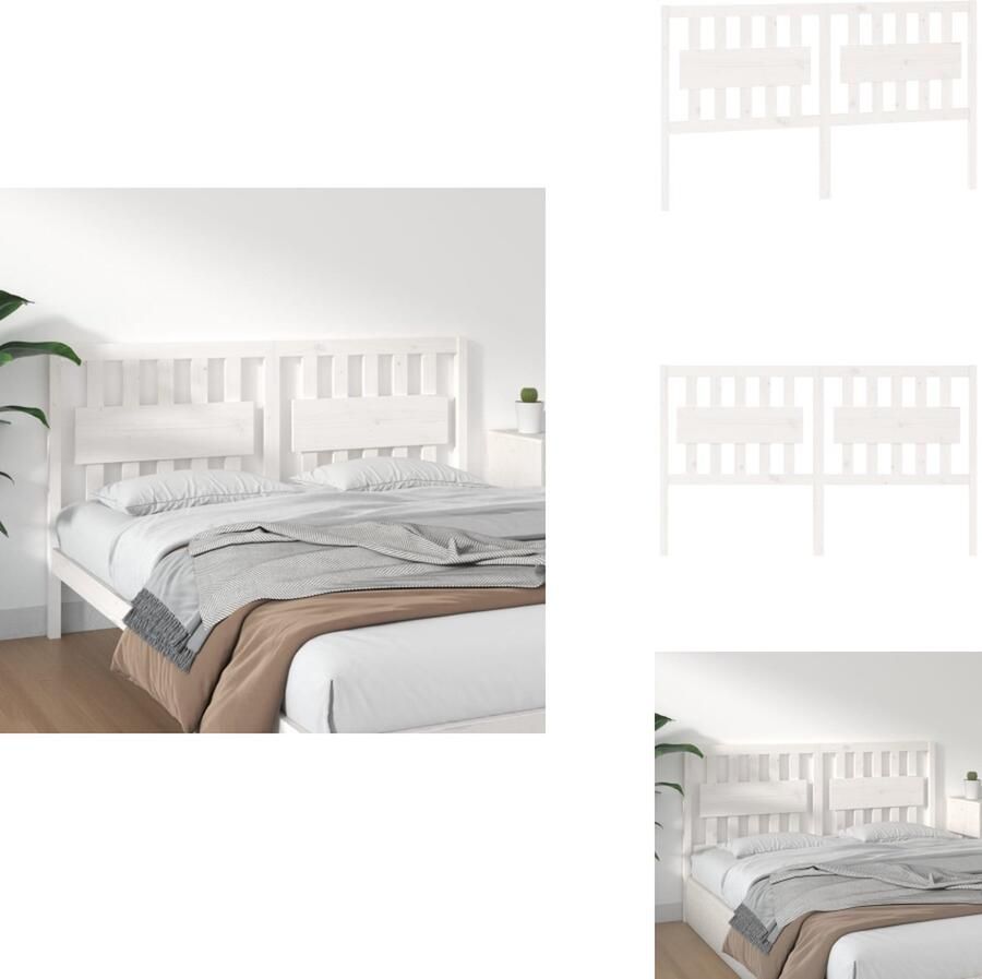 VidaXL Hoofdbord Hoofdborden Hoofdeinde Houten Hoofdbord 165 5x4x100 cm massief grenenhout wit