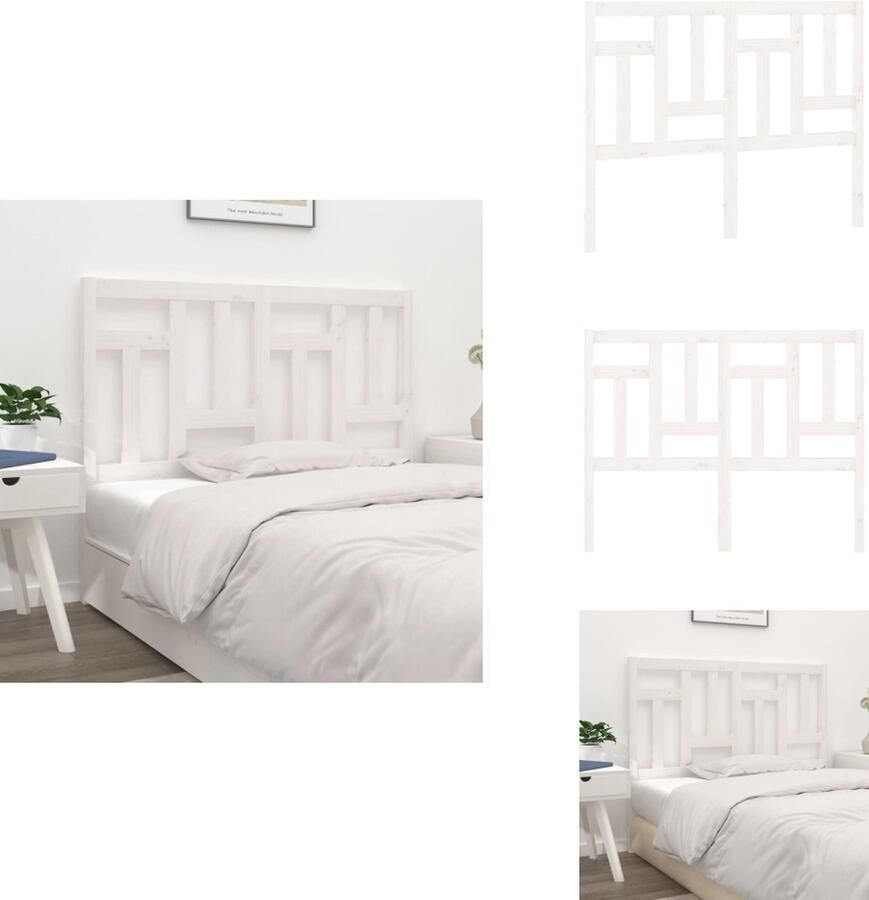 VidaXL Hoofdbord Hoofdborden Hoofdeinde Houten Hoofdbord 165 5x4x100 cm massief grenenhout wit