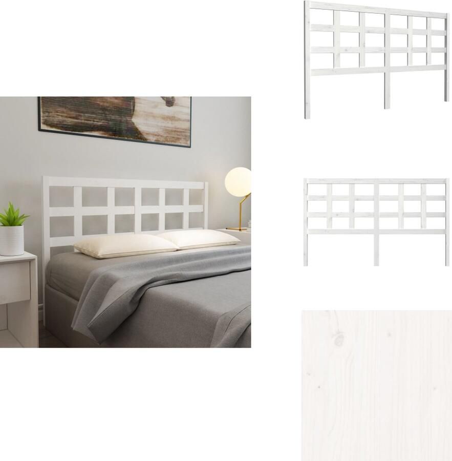 VidaXL Hoofdbord Hoofdborden Hoofdeinde Houten Hoofdbord 165 5x4x100 cm massief grenenhout wit