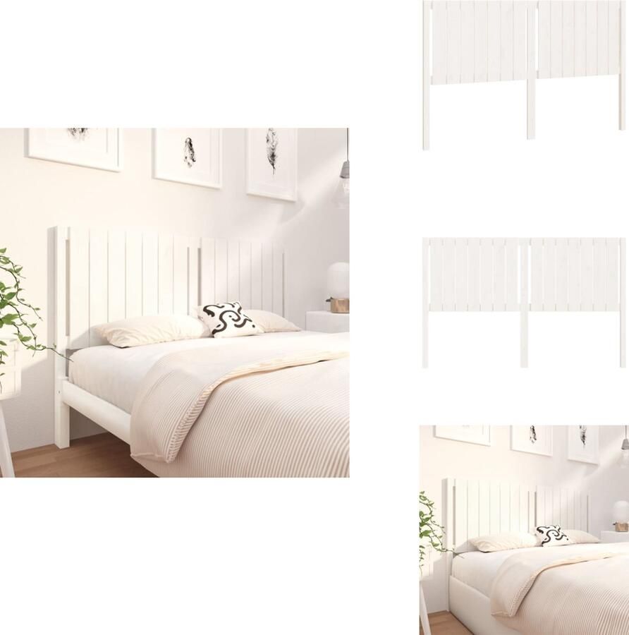 VidaXL Hoofdbord Hoofdborden Hoofdeinde Houten Hoofdbord 165-5x4x100 cm massief grenenhout wit