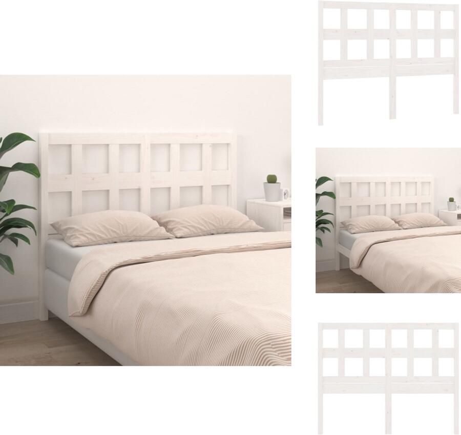 VidaXL Hoofdbord Hoofdborden Hoofdeinde Houten Hoofdbord 165 5x4x100 cm massief grenenhout wit
