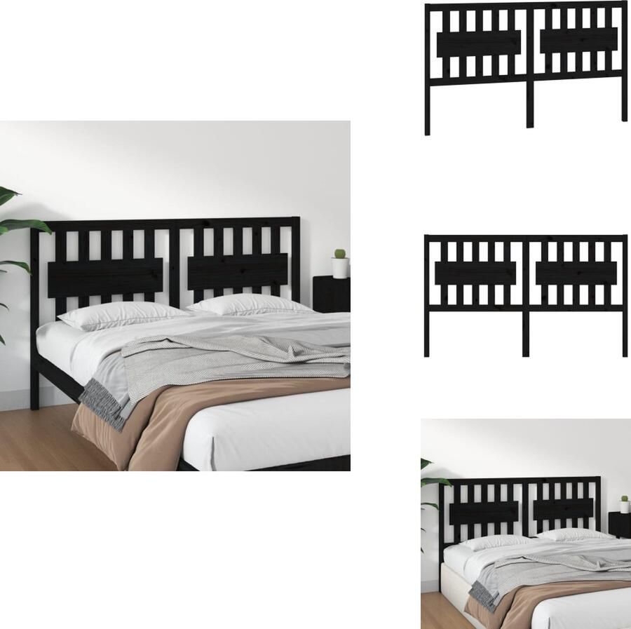 VidaXL Hoofdbord Hoofdborden Hoofdeinde Houten Hoofdbord 165-5x4x100 cm massief grenenhout zwart - Foto 1