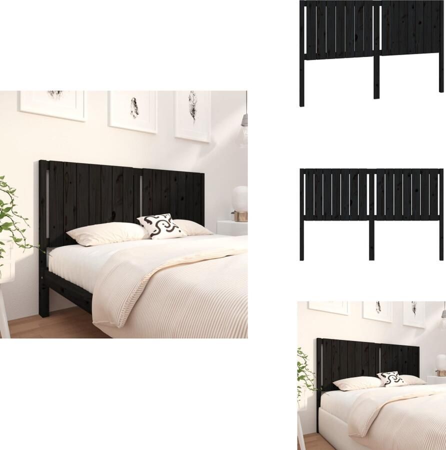 VidaXL Hoofdbord Hoofdborden Hoofdeinde Houten Hoofdbord 165 5x4x100 cm massief grenenhout zwart