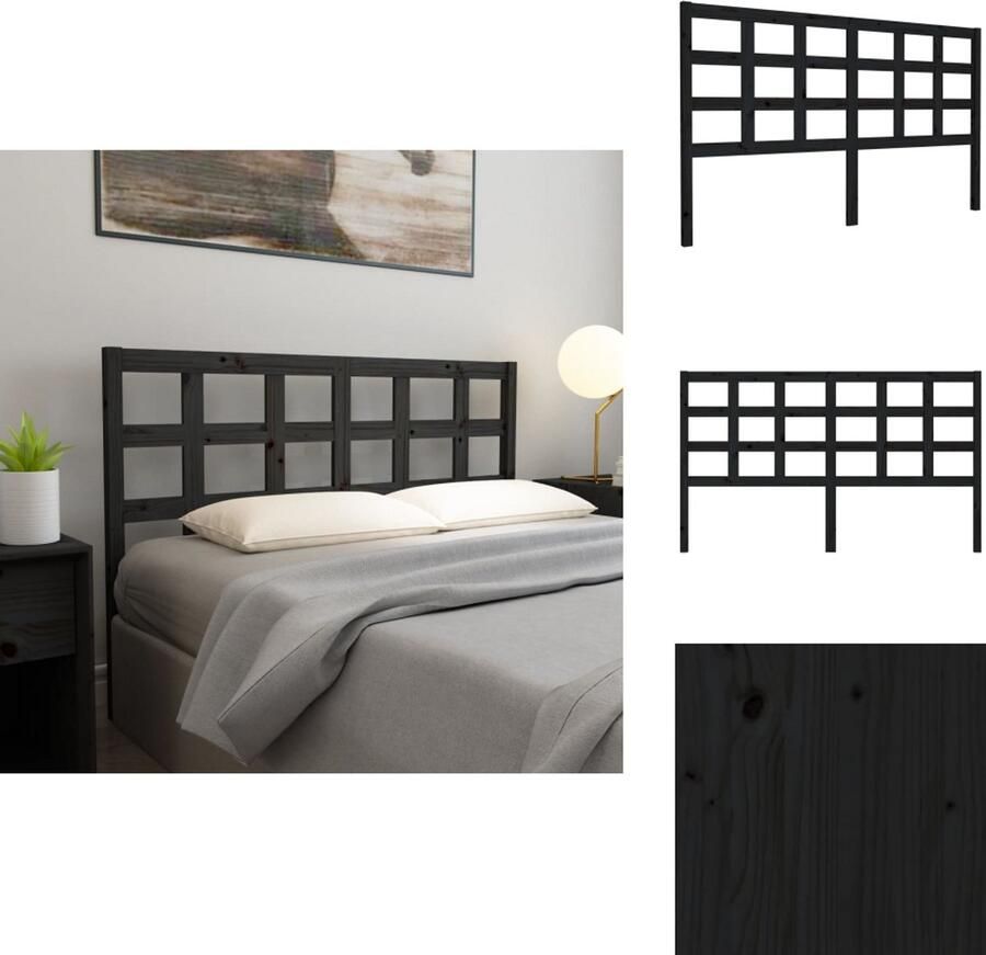 VidaXL Hoofdbord Hoofdborden Hoofdeinde Houten Hoofdbord 165 5x4x100 cm massief grenenhout zwart