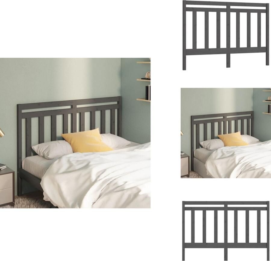 VidaXL Hoofdbord Hoofdborden Hoofdeinde Houten Hoofdbord 166x4x100 cm massief grenenhout grijs