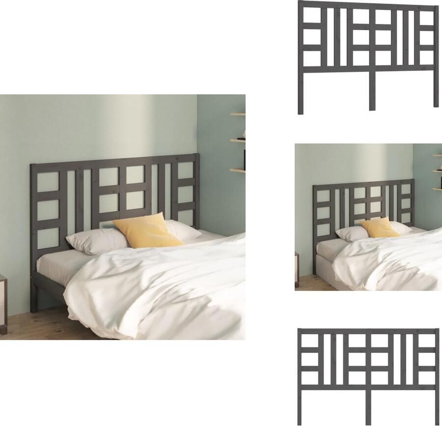 VidaXL Hoofdbord Hoofdborden Hoofdeinde Houten Hoofdbord 166x4x100 cm massief grenenhout grijs