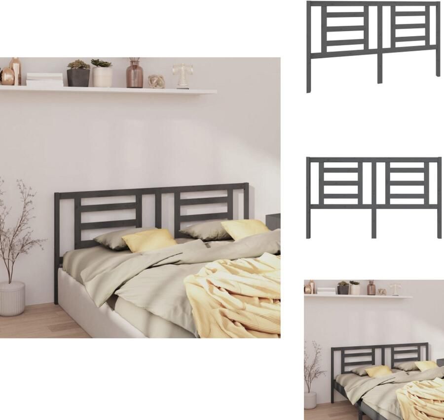 VidaXL Hoofdbord Hoofdborden Hoofdeinde Houten Hoofdbord 166x4x100 cm massief grenenhout grijs