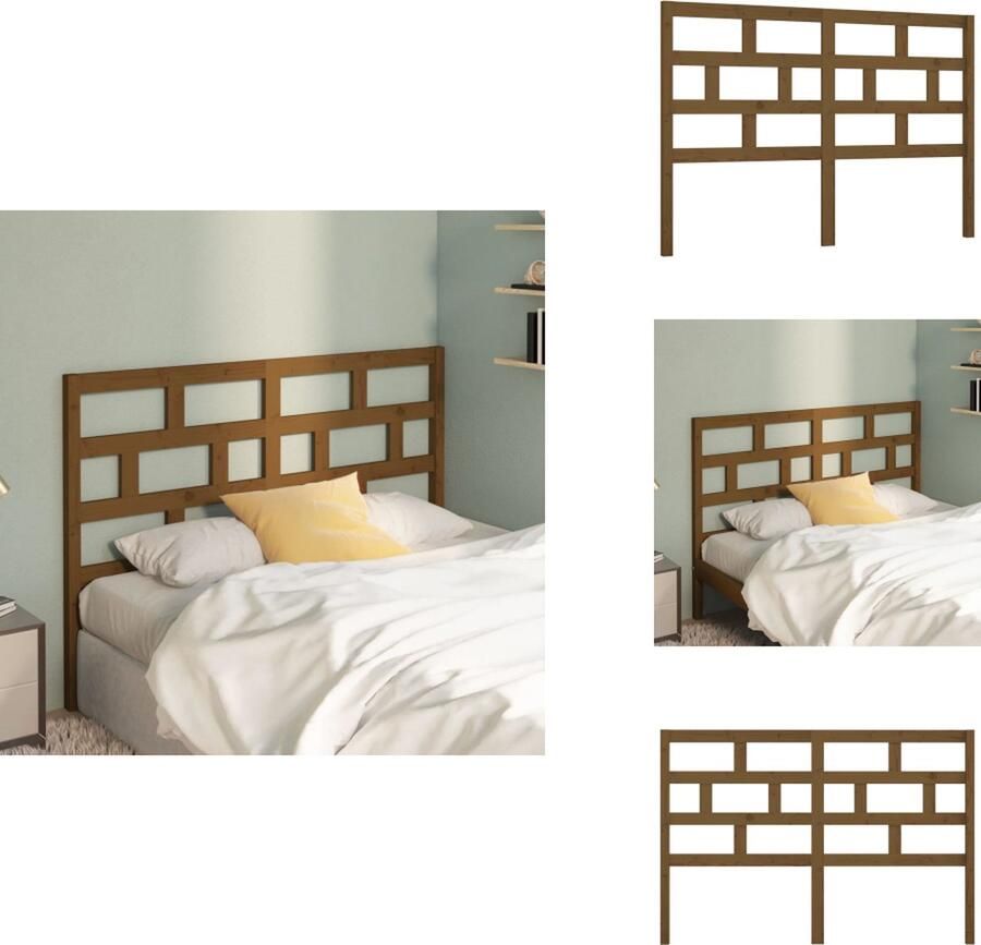 VidaXL Houten Hoofdeinde Klassieke Uitstraling Bedframe Afmetingen- 166 x 4 x 100 cm Kleur- Honingbruin Bedonderdeel - Foto 2
