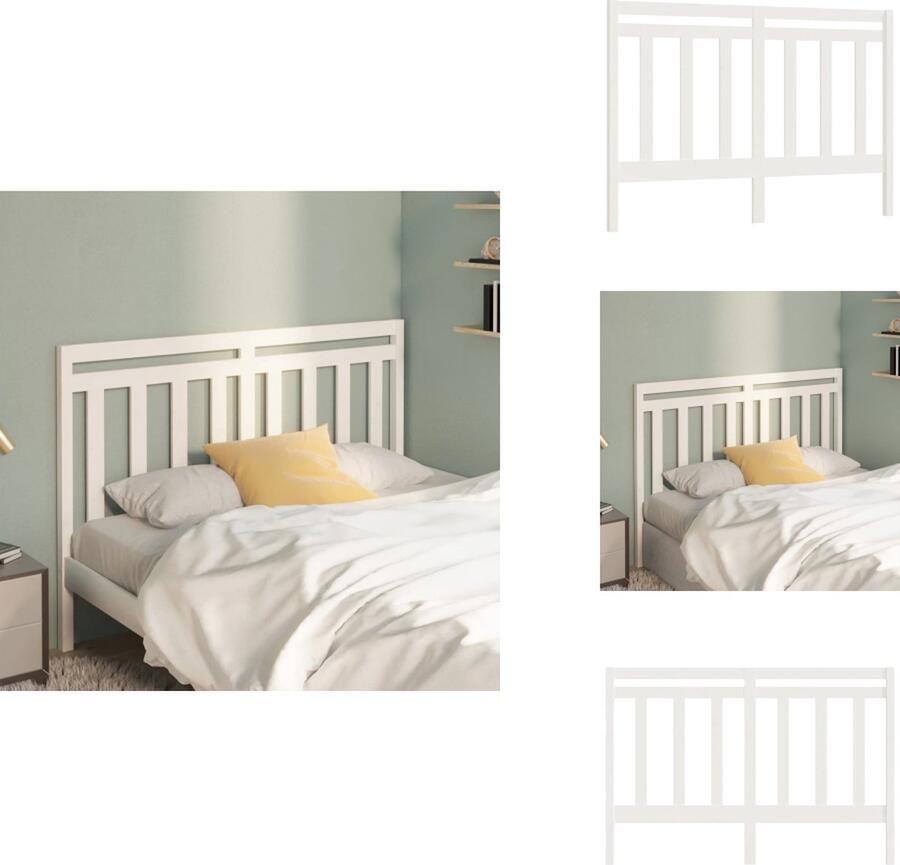 VidaXL Houten Hoofdeinde Klassieke Uitstraling Hoofdbord 166 x 4 x 100 cm (B x D x H) Wit Grenenhout Bedonderdeel