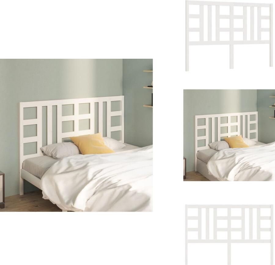 VidaXL Hoofdbord Hoofdborden Hoofdeinde Houten Hoofdbord 166x4x100 cm massief grenenhout wit