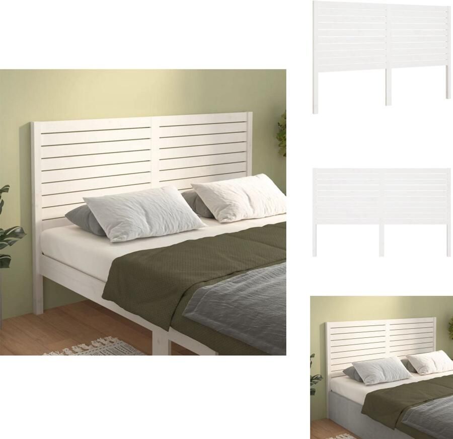 VidaXL Hoofdbord Hoofdborden Hoofdeinde Houten Hoofdbord 166x4x100 cm massief grenenhout wit - Foto 3