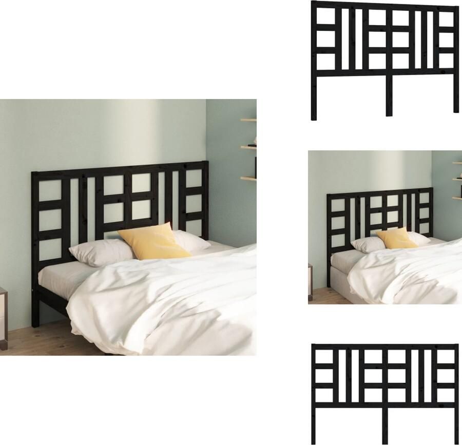 VidaXL Houten Hoofdeinde Klassieke Uitstraling Hoofdbord Afmeting- 166 x 4 x 100 cm Kleur- Zwart Bedonderdeel - Foto 2