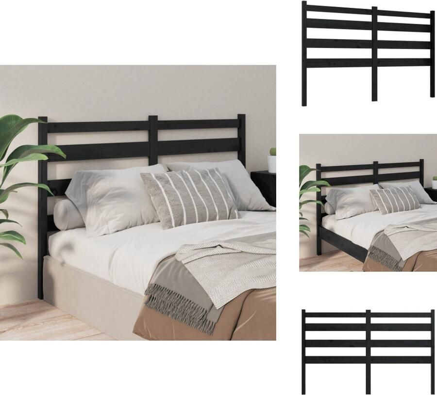 VidaXL Houten Hoofdeinde Klassieke Uitstraling Hoofdbord Afmeting- 166 x 4 x 100 cm Kleur- Zwart Bedonderdeel - Foto 5