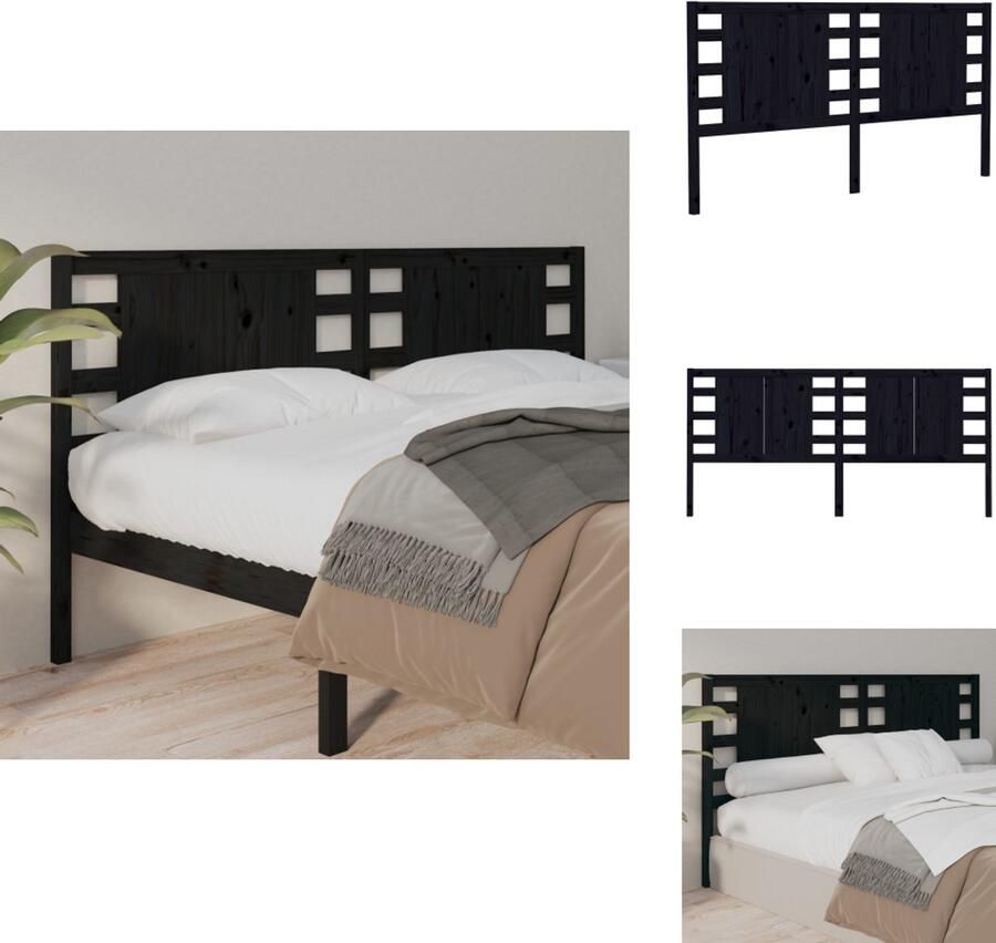 VidaXL Houten Hoofdbord Houten Latten Hoogwaardig Materiaal Zwarte Kleur 126x4x100 cm Bedonderdeel - Foto 5